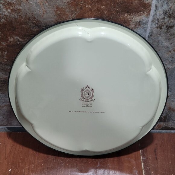 Vintage Daher Round Metal Serving Tray Floral Fruit Design - Picture 4 of 10